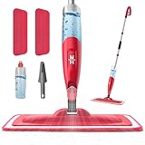 NileHome mop mit Sprühfunktion，Wischmopp staubdichter Mopp mit 2-waschbaren Pads und 480ml nachfüllbarer Flasche, Haushalts- oder Gewerbemopp, Nassmopp für Hartholzverbundfliesen