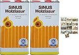 2x 5L SINUS Holzlasur TEAK + 1x KOVA Bildmagnet! Öl Holzfarbe für optimalen Holzschutz aussen, Farbe braun für Holz-Zäune, 2x 5 Liter Holzschutzlasur Wetterfest für Außen & Innen, ähnlich Holzlack 10L