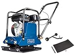 Scheppach Benzin Rüttelplatte HP1200S | 6,5PS Leistung | 15kN Verdichtungsdruck - 30cm Verdichtungstiefe | Vorlaufgeschwindigkeit 25 m/min | inkl. Gummimatte und Fahrvorrichtung