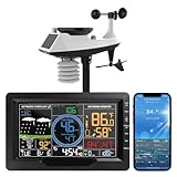 MRKU Wetterthermometer, Q9-Wetterstation mit Windanemometer, Verbindung zum Smartphone-Monitor, kabelloser Außensensor