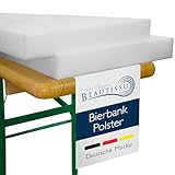 Beautissu 2er Set Bierbank Auflage 2x25x220cm – Schaumstoffpolster für Hussen – 2cm Bequeme, Dicke Auflage für Bierzeltgarnitur & Festzeltgarnitur - Outdoor Sitzpolster für Bierbank