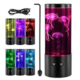 Jinlaili Quallen Lavalampe, Quallen Aquarium Lampe mit 17 RGB Farben, LED Jellyfish Lamp Realistisch, Fantasy Quallen Nachtlicht, Stimmungslicht für Heimdekoration, Geschenke für Kinder und Erwachsene