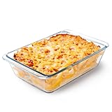 NUTRIUPS Tiefe Glas Auflaufform, 24x17x7cm - Glas Ofenform, Rechteckige Lasagneform, Ofenfeste Klarglas- Bratform (2.3L)