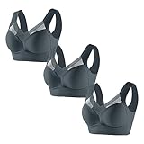 Nahtloser Bügelloser Sport-BH for Damen, Yoga-BH Mit Verstellbaren Trägern Und Leichter Polsterung(Grey,3X-Large)