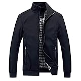YOUTHUP Herren Jacke Leichte Freizeit Übergangsjacke Langarm Sommer Bomberjacke Outdoor Sportjacke, Schwarz, XL