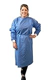 100 Stück Level 2 Einweg-Isolationskleid Baluster vollständig geschlossen, doppelte Bindung an Hals und Taille, SMS 35 g, gestrickte Bündchen, flüssigkeitsbeständig, blau, Unisex