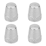 4stk Fingerhüte aus Metall zum Nähen, Fingerhüte mit Fingerkuppenschutz aus Metall Fingerschutz-Fingerhüte für Handstickerei Quilten Zubehör Nähen Stricken Heimwerkerwerkzeuge (Silber)
