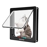Schwarz Wandmontage Katzenklappe Freilauftür Türmontage Katzentür Cat Door Insektenschutz Türrahmen Einfache Installation Katzentür Haustiertür mit Klarsicht-Klappe, 28,5 × 24,5 × 5,5 cm