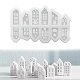 LOYEBOHU Silikonformen Gießformen Häuser, 12 Stück Mini Silikonform Haus, Gießformen Silikon Weihnachten, Gips zum Gießen Silikonform Weihnachten, DIY Giessformen Silikon, Kerzenformen zum Gießen