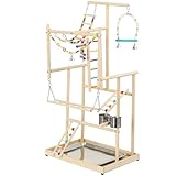 Navaris Vogelspielplatz aus Holz - Spielplatz für Papageien - Vogel Spielplatz Holz - Vogelspielzeug - Für Papageien und andere Vögel - Papagei Spielplatz - 4 Ebenen