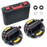 2er-Set 8.2'Saugheber Fliesenheber Glassauger|Tragkraft Max.200KG,Vakuum Saugheber Glas mit Tragbarer Werkzeugkasten,Vakuumheber Glasheber für Glas,Fliesen,Marmor