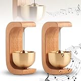 Türgong Aus Holz, 2 Stück Dopamin Magnetische Türklingel, Self-Adhesive Backing Door Chime, Magnetische Holz-Türklingel Mit Messingglocke, Willkommenstürklingel Für Tür, Büro, Laden, Café (Buche Gelb)