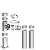 H&M DW New-Line Schornstein-Paket 3,2m Ø 120mm Edelstahl Bausatz doppelwandig 25mm Isolierung 0,5mm Wandstärke Design Aussen-Kamin Set Holz-Ofen Kamin-Einsatz