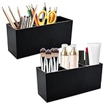 NAROSEBE 2PCS Kosmetikpinsel Aufbewahrung Schwarz Pinselhalter Kosmetik Acryl Schminkpinsel Behälter mit 3 Fächern Schminkbox Aufbewahrungbox Cosmetic Schmink Organizer für Pinsel Eyeliner Lippenstift