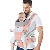 IULONEE Neugeborene Babytrage Baby Carrier Ergonomisch Babytrage mit Hüftsitz Multifunktional Kindertrage Dorsal und Ventral Babyrückentragen für Kleinkinder 3 Monate bis 3 Jahre (3-20kg) Rose