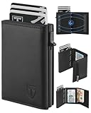 TEEHON Geldbörse Herren - Magnetischer Slim Wallet mit Münzfach&RFID Schutz&ID-Fenster-Leder Portmonee Geldbeutel kartenetui für Karten - kreditkartenetui Herren Klein - Kartenhalter Schwarz (Tee-5)