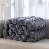 KNZE Kunstfelldecke – Plüsch und gemütliches Kaninchen, flauschige Überwurfdecke für Bett, Sofa, Wohnzimmer, große Decken, volle Größe, flauschige Decke für den Winter, perfekte warme Geschenkidee,