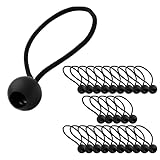 ECENCE 25x Spanngummi, Planenspanner Set, Expanderschlingen mit Kunststoff-Kugel, Zeltgummis für Planen, Pavillons, Zelte, Starke Spannkraft Schwarz