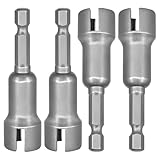 4 Stück Sechskantschaft Nuss Treiber Bit Teckschlüssel, 1/4 Zoll Hakenschraubendreher Flügelmutter Schraubendreher Set Stahl Hohem Kohlenstoffgehalt Stecknuss Werkzeug für Panelmuttern Schrauben C Hak