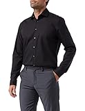 Seidensticker Herren Regular Bügelfrei Kent Langarm Business Shirt, Schwarz, 45 EU