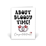 Rib Ticklerz - Lustige Verlobungskarten – Lustige Hochzeitskarten – 'About Bloody Time Congratulations' – Beste Freundin Engaged Geschenke – Scherz Banter – Hochzeit Verlobte – CD383