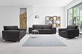 DOMO. collection Sofa Ricardo, Leder-3-Sitzer Couch, Armlehnenbreite 35 cm, 3er Garnitur in Kunstleder 220 x 89 x 81 cm (BxTxH), schwarz