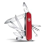 Victorinox Schweizer Taschenmesser Huntsman, Multitool, Swiss Army Knife mit 15 Funktionen, Klinge, Korkenzieher, Dosenöffner, Rot