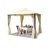 TOOLPORT Gartenpavillon 3x3 m - Dachplane ca. 180 g/m² - Pavillon mit 4 Seitenteilen in crème