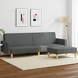 MOBCANT Schlafsofa 2-Sitzer mit Fußhocker Dunkelgrau Stoff Sofabezug Couch Couchgarnitur Schlafsofa für Schlafzimmer Wohnzimmer Empfangsraum Wohnung