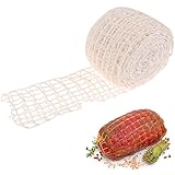 5m Weiß Schinkennetz aus Stoff Wurst Schinken Bratennetz Baumwolle Rollbratennetz Räuchernetz Elastische Netz für Einfüllrohr, Küche Zuhause Restaurant Küchenhelfer Kochzubehör Backzubehör