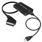 VIXLW SCART auf HDMI Adapter (mit Kabel), SCART auf HDMI Konverter, HD 1080P Audio- und Videokonverter, für HDTVs, Set-Top-Boxen, VHS, Xbox, PS3, Sky, DVD, Blu-ray