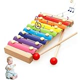 Xylophon für Kinder Mit 2 Schlägel - Buntes Holz Glockenspiel, 8 Töne Musikinstrument für Kinder Ab 1 Jahr, Holzspielzeug Baby, Geburtstagsgeschenk