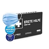 KFZ-Verbandkasten nach aktueller DIN 13164 [EUROPAWEIT GÜLTIG] gemäß StVZO | inkl. 2 med. Gesichtsmasken | Erste Hilfe Set, Kasten, Verbandskasten Auto, PKW