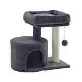 Feandrea Kratzbaum klein, Katzenbaum mit Sisalstamm, Katzenkratzbaum mit gepolsterter Plattforme, für Kätzchen, rauchgrau PCT50G