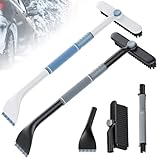 2 Stück Eiskratzer Auto Mit Besen, Auto Eiskratzer, Schneebesen Auto 3-In-1 Abnehmbar, Eiskratzer Mit Besen Mit 360° Drehbarem Bürstenkopf Erweiterbar, 86cm Scheibenkratzer Auto, Auto Schneebürste