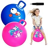 U&C Planet 2er-Pack Hüpfball Hopperbälle mit Griff Hopper Spielzeug für Kinder von 3-8 Jahren Garten Spiel Indoor & Outdoor Spiel Geschenke für Kinder