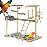 Schaukelspielzeug für Vogelspielplatz | Kauspielzeug für Vögel | Sitzstangen für Vögel und Übungsraum | Schaukel- und Kauspielzeug mit Tablett u