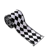 Band Schwarz und Weiß für Baum, saisonale Dekoration für zu Hause, DIY Schleifenband - für Weihnachtskränze Kamine Gefälligkeiten Hochzeit Scrapbooking Herstellung von Schleifen Treppen