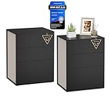 VASAGLE Nachttisch, 2er Set, Beistelltisch 3 Schubladen, Superschnelle werkzeuglose Montage, Nachtschrank, Schlafzimmer, Wohnzimmer, Toolless-Technologie, 35T x 45B x 58,7H cm LET779B01