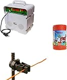 Elektrozaungerät Komplettes Kit Für Den: 1 Weidezaungerät 220/ 230 V + 1 Weidezaunlitze 500 Mt 4 mm² + 100 St. Isolatoren Metallpfosten - Weidezaun Weidezaunseil Pferde Schafe Wildschweine Und Rehe