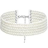 BABEYOND 1920s Damen Halskette Kurz Multi Schichte Choker Kette Hochzeit Braut Schmuck Accessoires Imitation Perlen Kette Elegant Retro Stil Fasching Kostüm Zubehör (Stil 2-5 Schichten)
