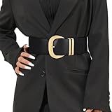 JasGood Damen Breiter Gürtel Elastischer Taillengürtel für Kleider Stretchy Gürtel Hüftgürtel Goldener Schnalle Gürtel für Damen,Schwarz,90cm