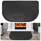 Kaminmatte Feuerfest, 102 x 51cm Feuerfeste Unterlage, Funkenschutzplatte für Kaminofen, Feuerfeste Kaminmatte Halbrund, Feuerschutzmatte, Feuerfester Teppich zum Schutz des Bodens Vor Funken