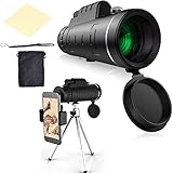 40x60 Monokular-Teleskop mit Staubschutzkappe, Super-Telezoom-Monokular-Teleskop, mit Smartphone-Stativ und Clip zur Vogelbeobachtung, Jagd, Wandern, Camping, Sightseeing für Erwachsene, Bi-Monok