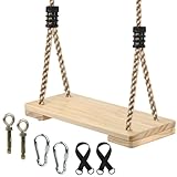 BOPEUY Holz Schaukel Outdoor bis 170 kg, Holzschaukel iIndoor mit Verstellbarer Schnur, Schaukelsitz Erwachsene Kinder, Schaukelbrett für Garten, Terrasse, Balkon （40 * 16 * 3cm）