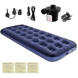 Anesty Luftmatratze Camping Luftbett Set, Aufblasbare Matratze mit integrierter Pumpe Tragbare Camping Luftbett 1 Person Ideal für Reisen, Outdoor und Gäste