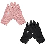 Ruzister 2 Paar Winterhandschuhe für Damen – Touchscreen-Handschuhe für Damen, warme Handschuhe mit elastischem Bündchen, Strickhandschuhe für kaltes Wetter