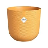 elho Jazz Round 19 cm blumentopf - Pflanzentopf für den Innenbereich - 100% recycelter Kunststoff - Einzigartige Struktur - Gelb/Amber Gelb