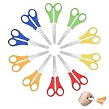 Newpop 10 Stück Kinderschere Set, Schere Schule 1. Klasse, Bastelschere Kinder, Kinderscheren, Schere mit Stumpfer Spitze, Lernschere mit Skala, Abgerundete Spitzen Scheren Kinder(13 cm, 5 Farben)