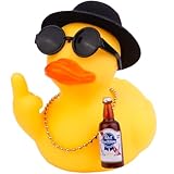 Mwmoeen Gummi Ente Auto Armaturenbrett Dekorationen Ente Auto Ornamente mit Top Hat Sonnenbrille Nette Prop für Auto Zubehör, 9cm